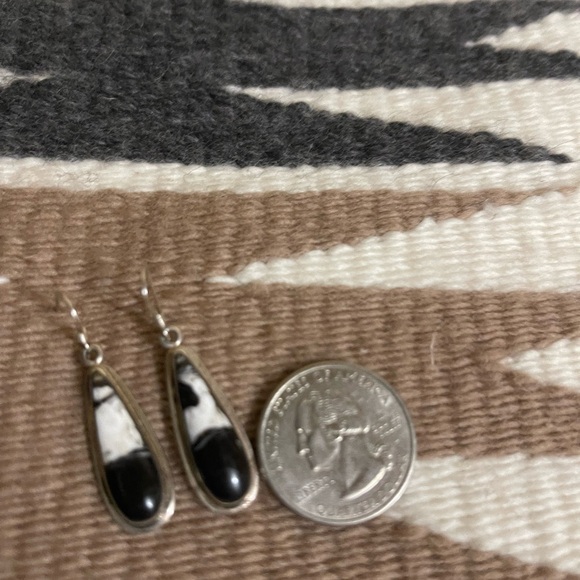 SOLD White Buffalo Turquoise Native American Navajo White Buffalo Earrings - Picture 3 of 5